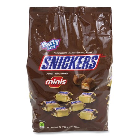 Snickers Minis Size Chocolate Bars, Milk Chocolate, 40 oz Bag, PK2 551024